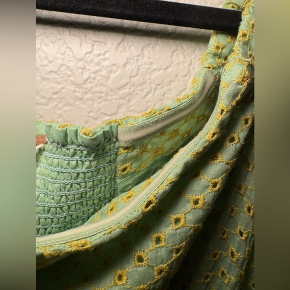 Free People Womens Berry Kiss Off-The-Shoulder Pocket Mini Dress Sweet Green NWT - Picture 2 of 8